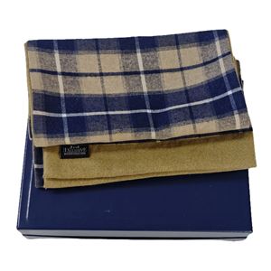 Navy Beige Designer Mens Scarf with PU Leather Gift Box