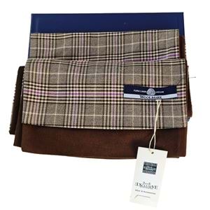 Lilac Beige Plaid Mens Scarf with PU Leather Gift Box
