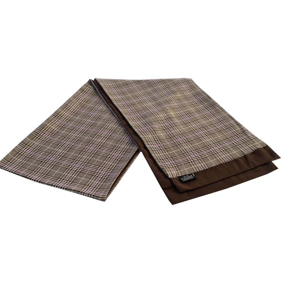 Lilac Beige Plaid Mens Scarf with PU Leather Gift Box