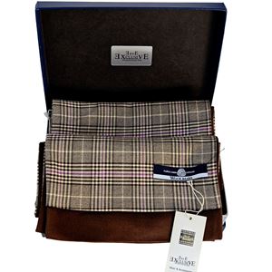 Lilac Beige Plaid Mens Scarf with PU Leather Gift Box