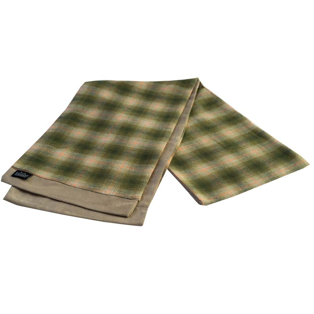Khaki Beige Plaid Mens Scarf with PU Leather Gift Box
