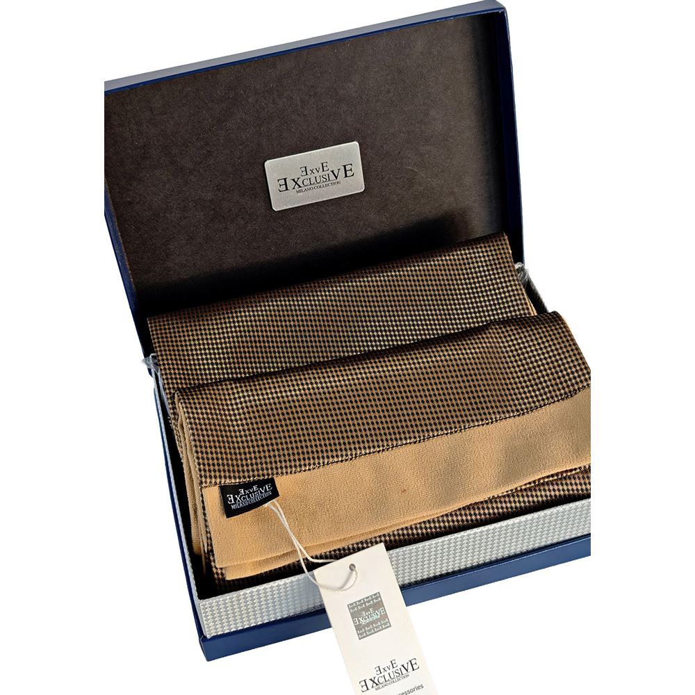 Copper Black Squares Mens Scarf with PU Leather Gift Box