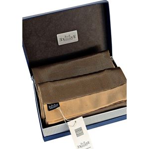 Copper Black Squares Mens Scarf with PU Leather Gift Box