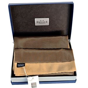 Copper Black Squares Mens Scarf with PU Leather Gift Box