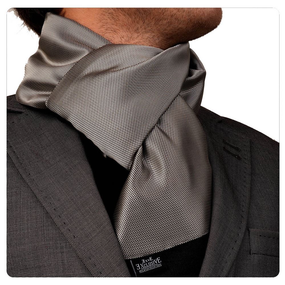 Silver Black Designer Mens Scarf with PU Leather Gift Box