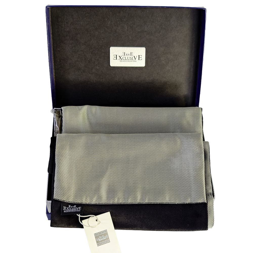 Silver Black Designer Mens Scarf with PU Leather Gift Box
