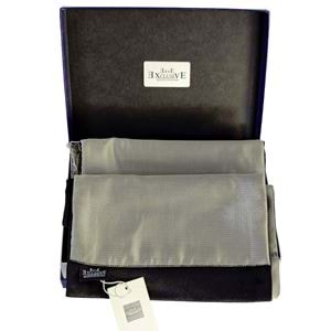 Silver Black Designer Mens Scarf with PU Leather Gift Box