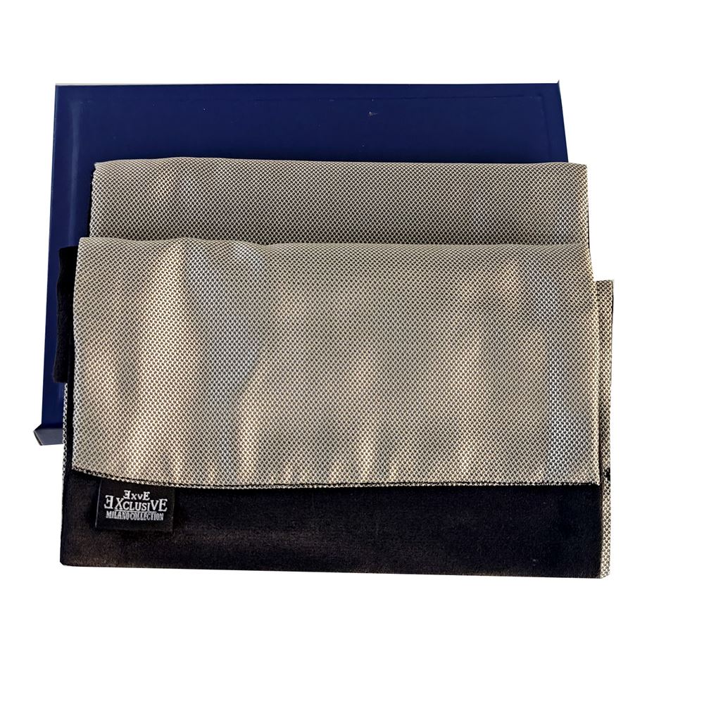 Silver Black Designer Mens Scarf with PU Leather Gift Box