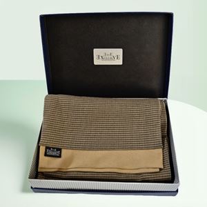 Brown Beige Crowbar Mens Scarf with PU Leather Gift Box