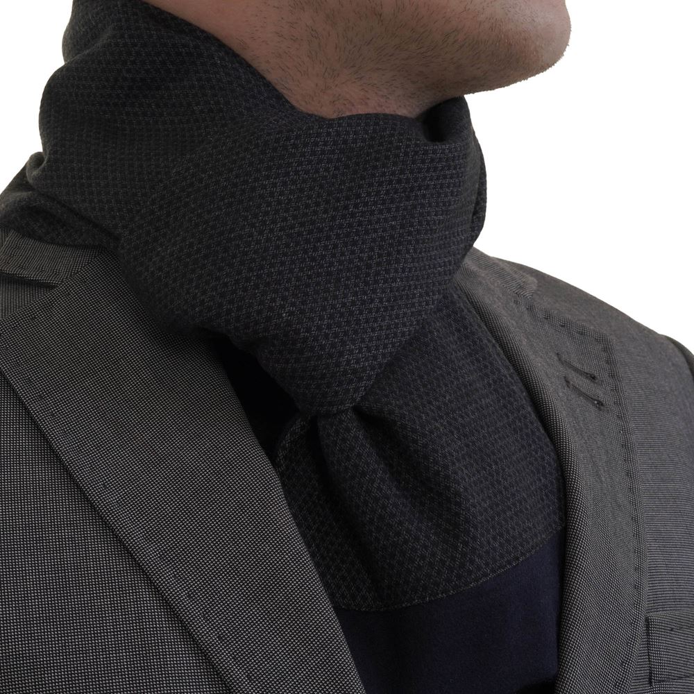 Navy Knitted Design Mens Scarf with PU Leather Gift Box