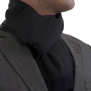 Navy Knitted Design Mens Scarf with PU Leather Gift Box