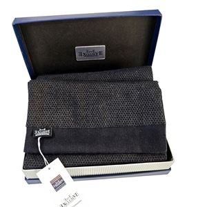 Navy Knitted Design Mens Scarf with PU Leather Gift Box