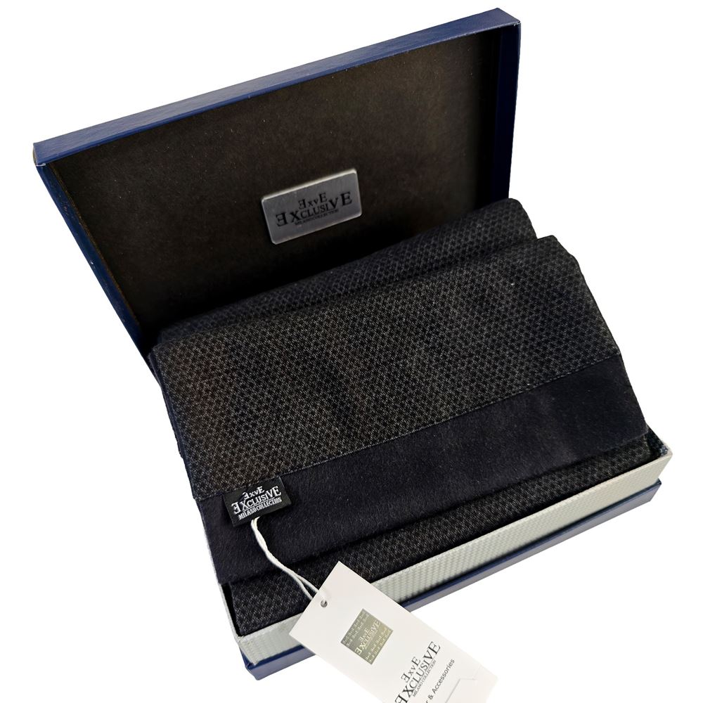 Navy Knitted Design Mens Scarf with PU Leather Gift Box