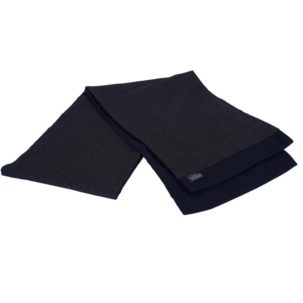 Navy Knitted Design Mens Scarf with PU Leather Gift Box