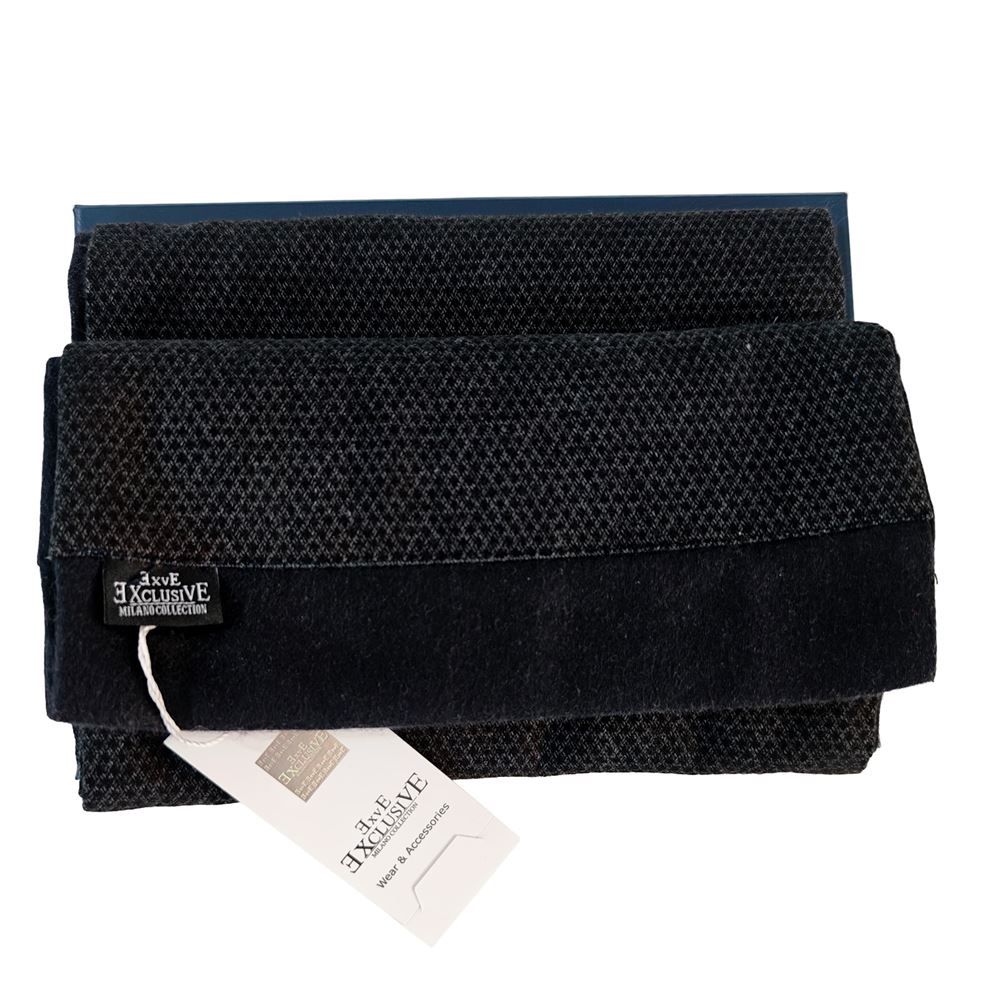 Navy Knitted Design Mens Scarf with PU Leather Gift Box