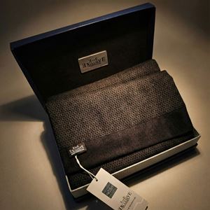 Navy Knitted Design Mens Scarf with PU Leather Gift Box