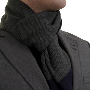 Green Navy Knitted Design Mens Scarf with PU Leather Gift Box