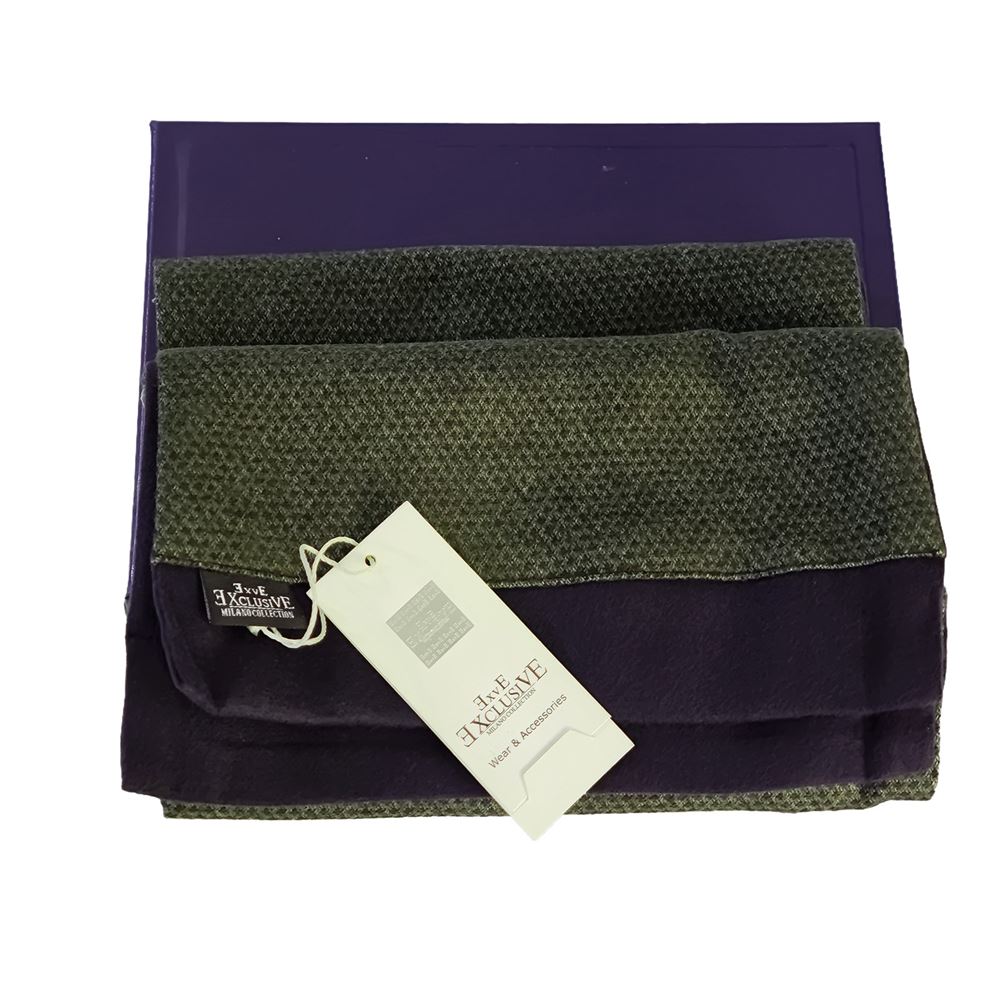 Green Navy Knitted Design Mens Scarf with PU Leather Gift Box