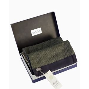 Green Navy Knitted Design Mens Scarf with PU Leather Gift Box