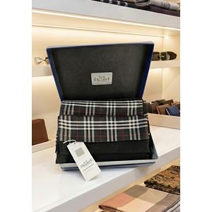 Black Red White Plaid Mens Scarf with PU Leather Gift Box