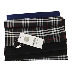 Black Red White Plaid Mens Scarf with PU Leather Gift Box