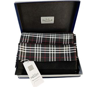 Black Red White Plaid Mens Scarf with PU Leather Gift Box