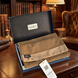 Beige Designer Suede Mens Scarf with PU Leather Gift Box