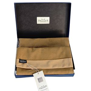 Beige Designer Suede Mens Scarf with PU Leather Gift Box