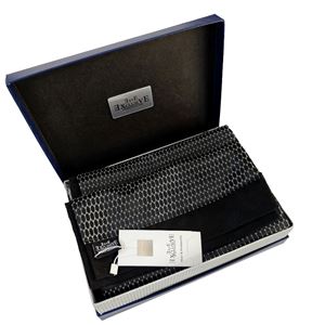 Gray Black Honeycomb Mens Scarf with PU Leather Gift Box