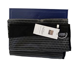Gray Black Honeycomb Mens Scarf with PU Leather Gift Box