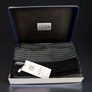 Gray Black Honeycomb Mens Scarf with PU Leather Gift Box