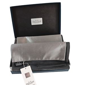 Silver Black Jacquard Mens Scarf with PU Leather Gift Box