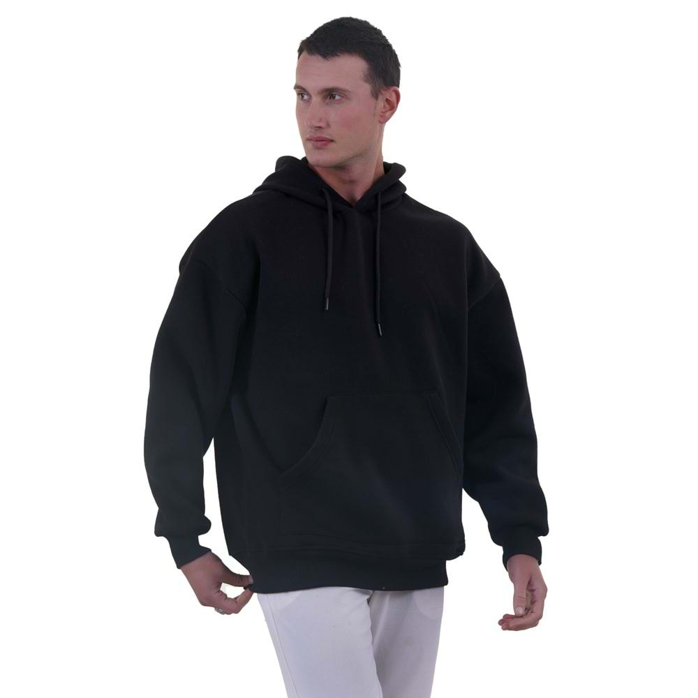 Black Basic Men's Hoodie Sweatshirt