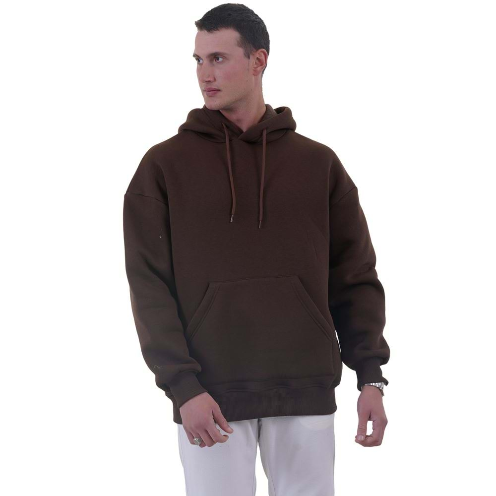 Brown Basic Men's Hoodie Sweatshirt