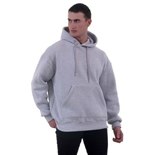Gray Melange Basic Men's Hoodie Sweatshirt