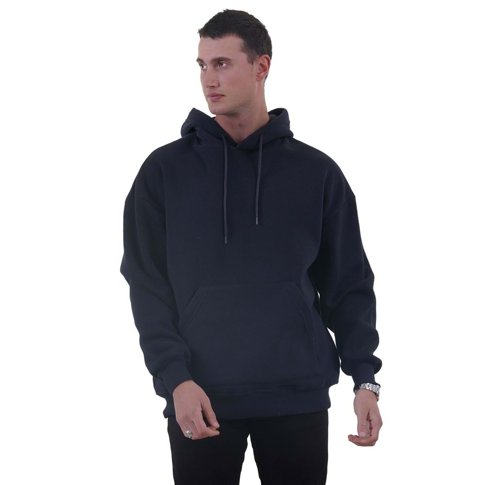 Navy Blue Basic Men's Hoodie Sweatshirt