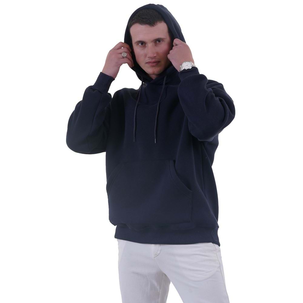 Navy Blue Basic Men's Hoodie Sweatshirt