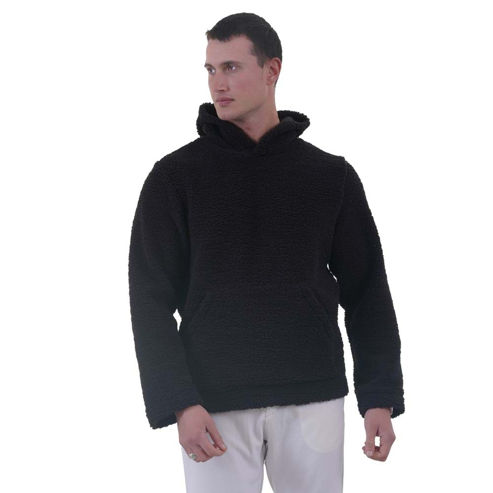 Black Men's Fleece Fuzzy Hoodie