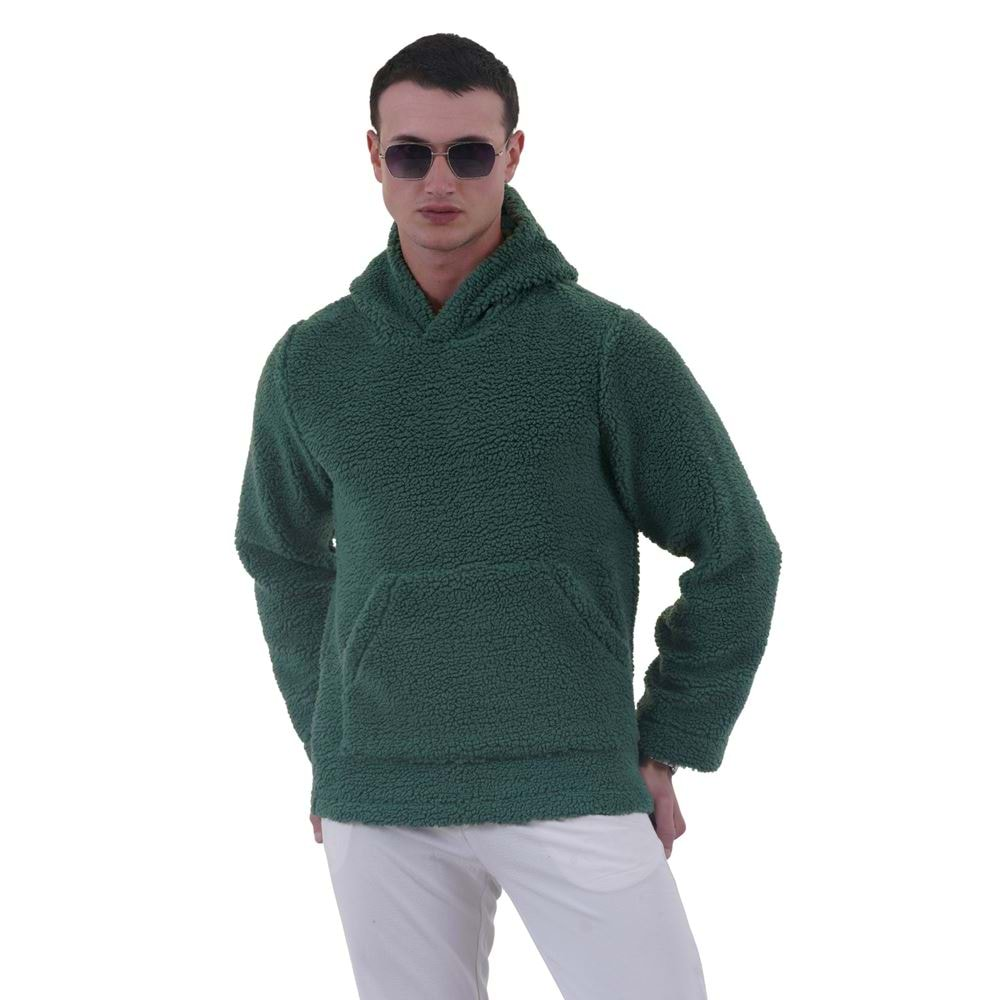 Green Men's Fleece Fuzzy Hoodie