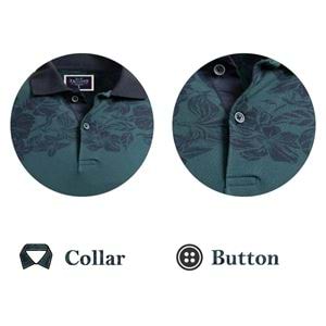 Green Black Floral Polo Shirt