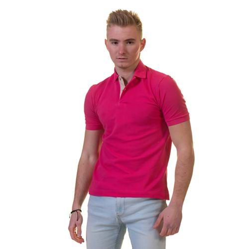 Pink inside Beige Designer Polo Shirt