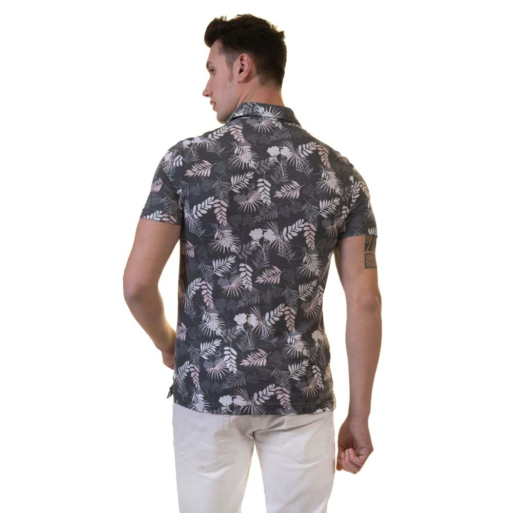 Gray and White Hawaii Polo Shirt