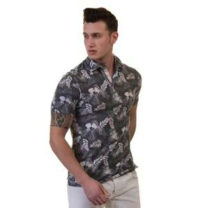 Gray and White Hawaii Polo Shirt