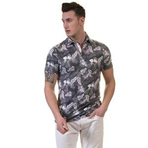 Gray and White Hawaii Polo Shirt