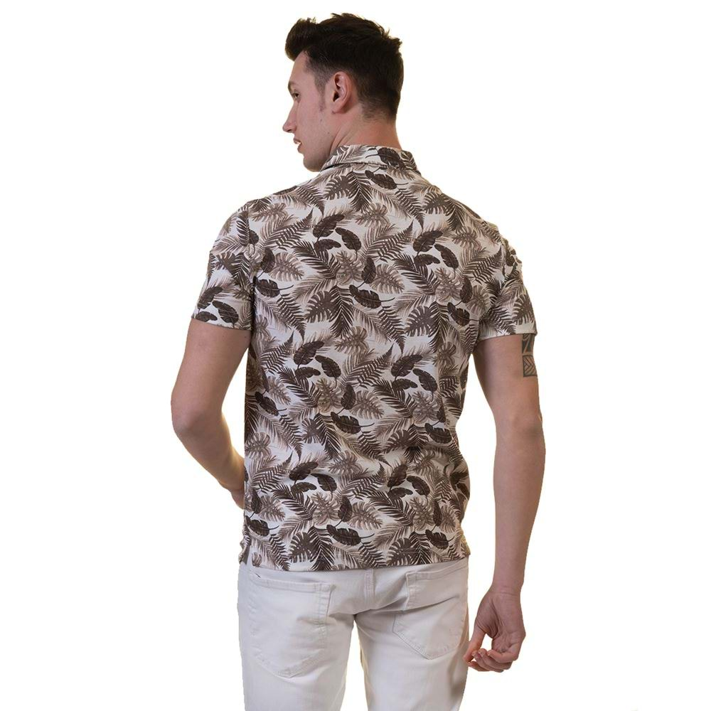 Brown and Beige Hawaii Polo Shirt