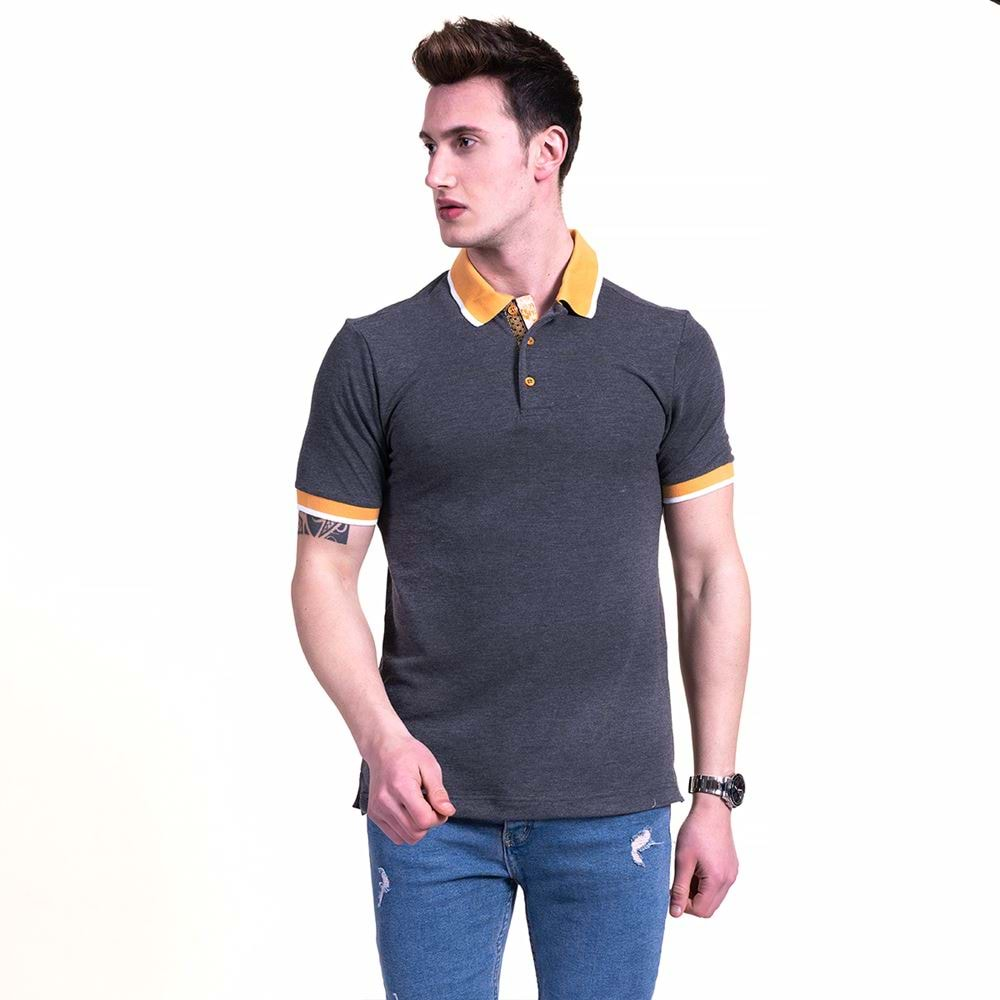 Smoked Gray and Mustard Men's Polo Shirt