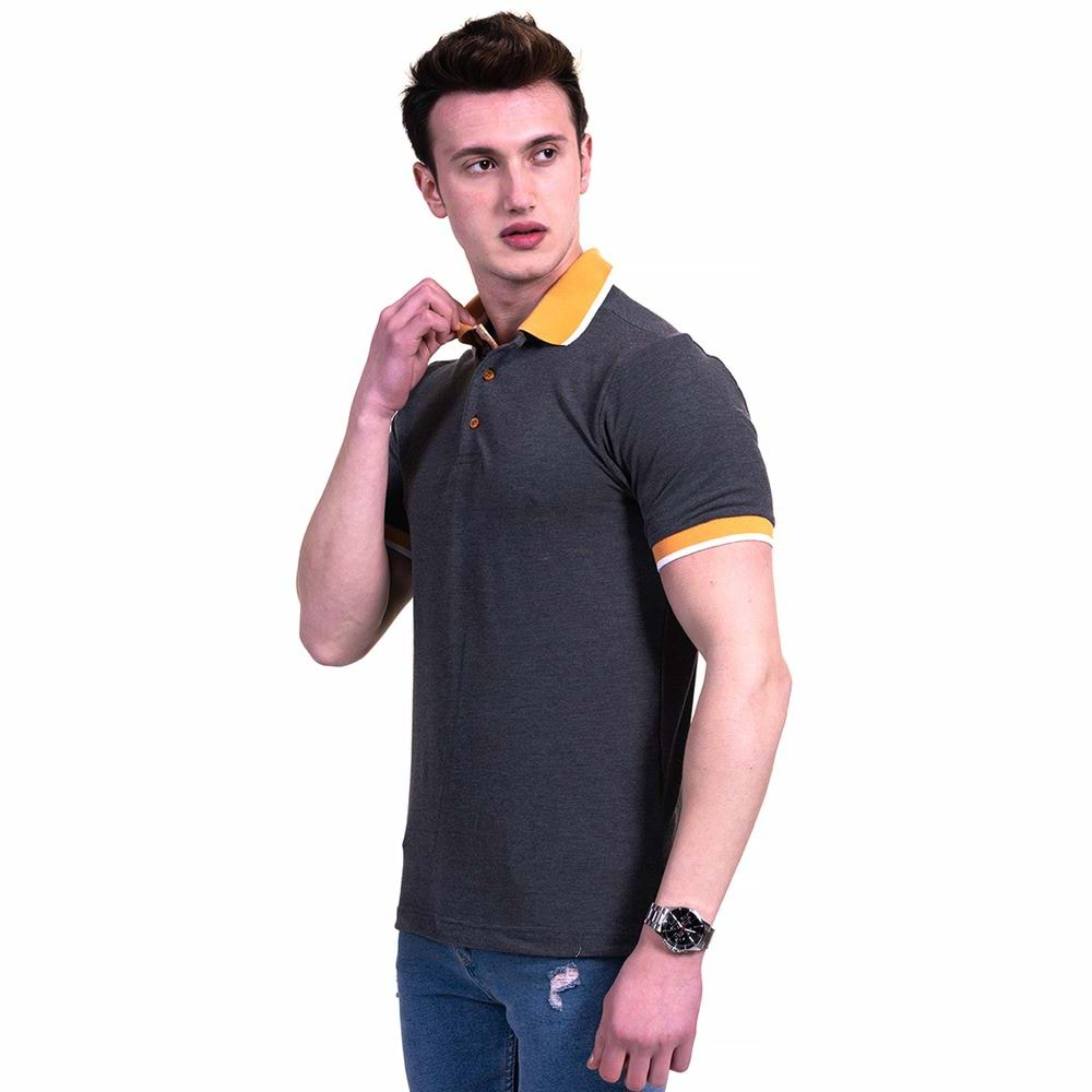 Smoked Gray and Mustard Men's Polo Shirt