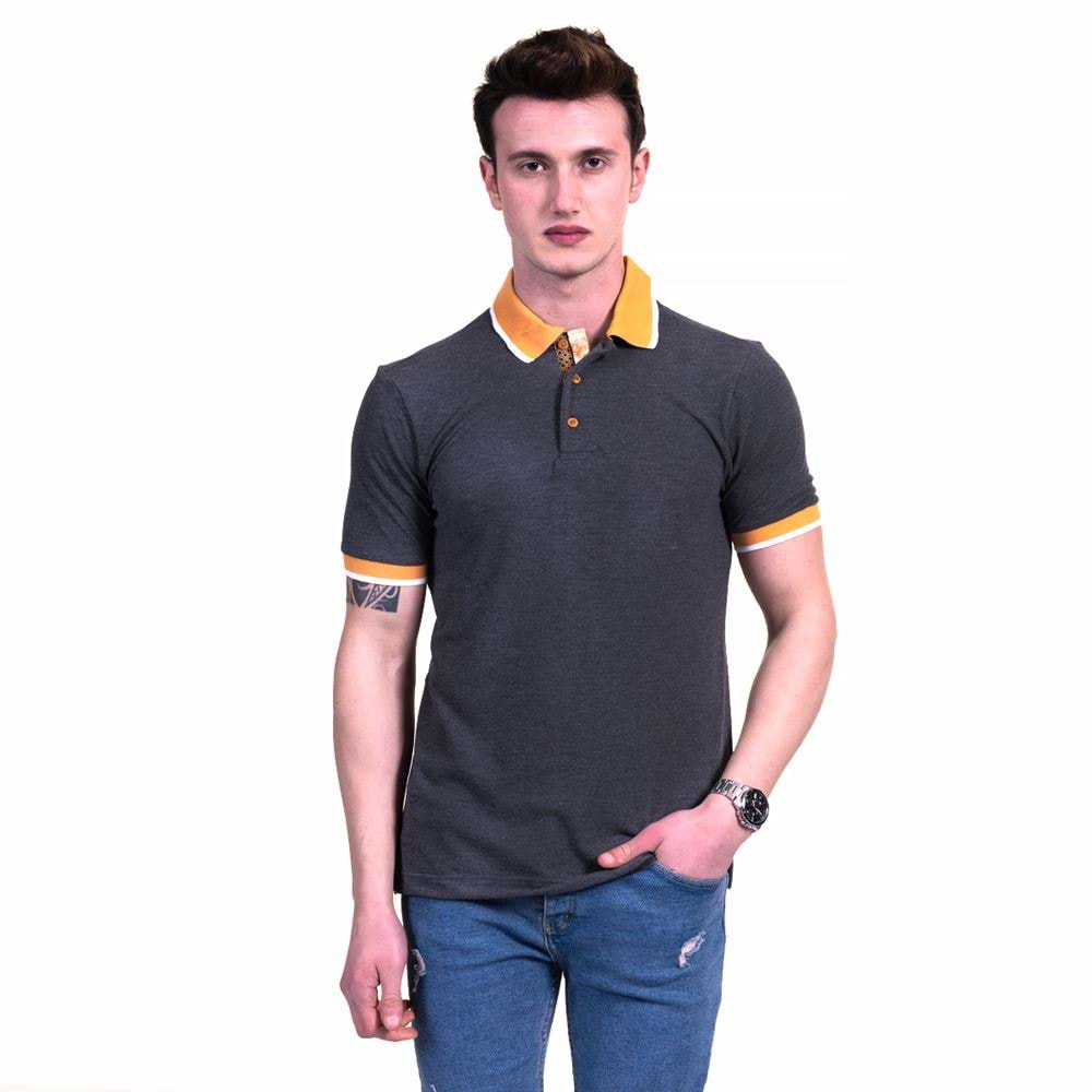 Smoked Gray and Mustard Men's Polo Shirt