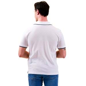 Blue Polka Dot on White Men's Polo Shirt