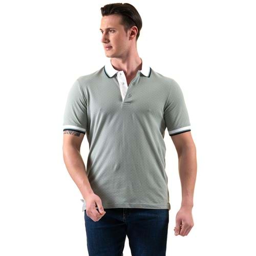Green White Polka Dot Men's Polo Shirt